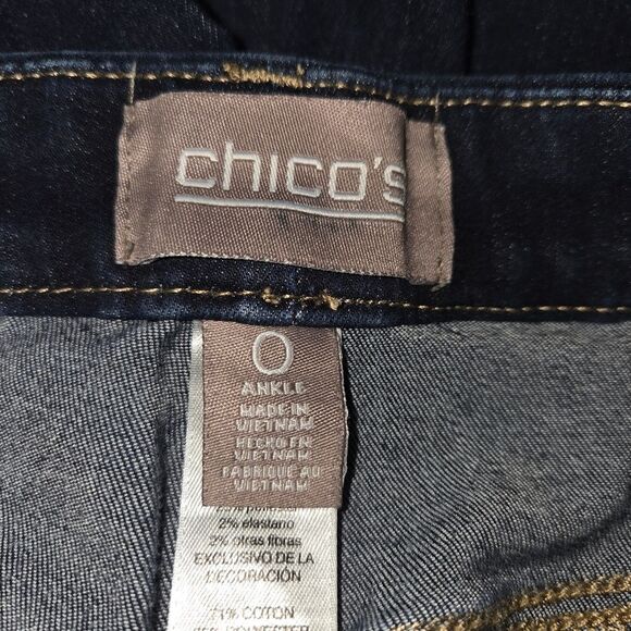 Chico's Dark Wash Ankle Skinny Jeans Size 0 Small - Picture 4 of 5